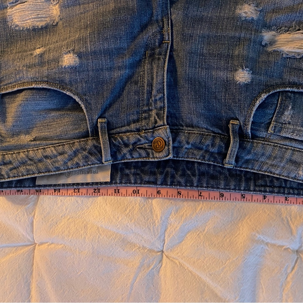 Treasure & Bond Blue Distressed Denim Jean Shorts - Picture 5 of 7